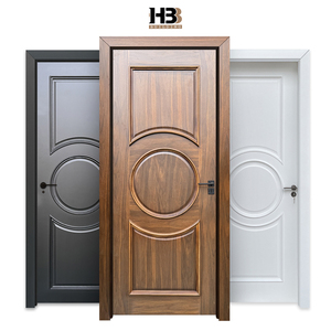 Puerta Interior Americana a Medida, Impermeable, Precolgada, Diseño Tradicional DDP, Panel Elevado, Madera Sólida, para Casas - Product Image 1
