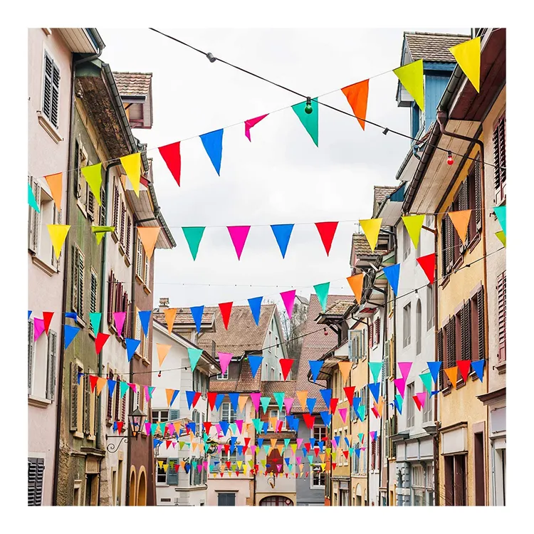 Prix d'usine en gros coloré Festival Triangle Bunting Banner String Flag