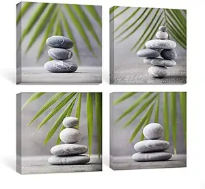 High quality Wall Art Green Leaf Grey Stone Pictures, Modern canvas wall art painting