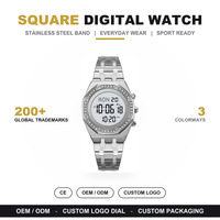Jam Tangan Wanita Skmei 2480 Gaya Mewah Elegan Warna Perak Emas Tahan Air Bahan Stainless Steel Layar LED Digital