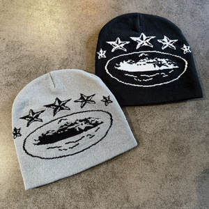 Nouveau bonnet en tricot jacquard cinq étoiles pour l'automne-hiver, chaud et doux, pour hommes et femmes, style streetwear décontracté - Product Image 4