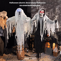 Décoration d'Halloween à capteur de mouvement : Fantôme suspendu, squelette, démon, sorcière, avec son intégré