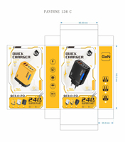 Cargador de Pared USB-C de 5 Puertos y 240 W, Carga Rápida 3.0, Tipo-C, Cargadores de Teléfono Celular USB C, Adaptador de Viaje de Carga Rápida con Juego de Cables