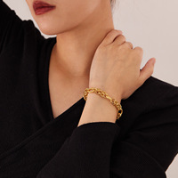 Bracelet en acier inoxydable plaqué or 18 carats PVD, chaîne torsadée byzantine, rétro, hip-hop, hypoallergénique, ne ternit pas, bijoux pour femmes