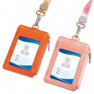 Leather Slim Minimalist Zipper RFID Wallet for Men&Women Pu Card <b>Holder</b> With <b>Id</b> Lanyard - Product Image 5