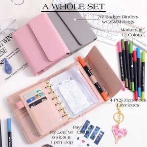 Органайзер для бюджета Hongbo Leather <span class=keywords><strong>Ring</strong></span> <span class=keywords><strong>Binder</strong></span> A7 с листами для заметок, конвертами для денег и подарочной коробкой, 45 листов в линейку - Product Image 1