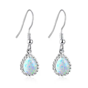 Fashion Antique Design 925 Sterling Silver Opal Drop Hook Earrings für Women