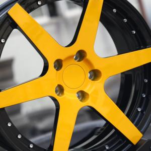 HTOR 17 18 19 20 21 22 pouces jantes de voiture noir brillant 5X112 5X120 roues forgées à face jaune à rayons multiples pour Corvette C8 Z51 A7 S7 RS7 - Product Image 4