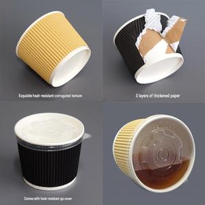 Custom-printed logo disposable paper plates bowls paper with lid <b>takeaway</b> food packaging Corrugated Black - Product Image 5