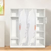 Armoire en acier à 4 portes personnalisable, imprimée à domicile, facile à assembler, meubles de chambre à coucher provenant de l'usine pour une utilisation en villa