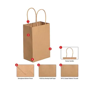 2024 Wholesale Take Out Packaging Kraft Paper Bag Brown Craft Paper Shopping Bag