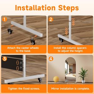 Espejo Arqueado de Cuerpo Entero con Ruedas 360 °   Espejo de pie giratorio con ruedas y cristal templado HD para yoga, estudio de danza y <span class=keywords><strong>gimnasio</strong></span> en casa - Product Image 5