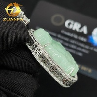 Testeur de diamant certifié GRA Bijoux Hip Hop Argent Sterling 925 Glacé VVS Moissanite Jade Bouddha Pendentif