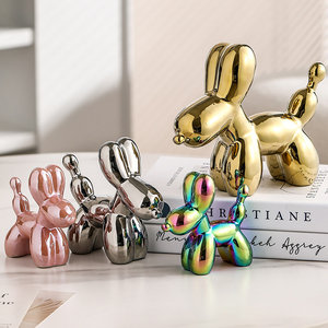 Statue de <span class=keywords><strong>chien</strong></span> en céramique de petite taille, style Art déco moderne, électro-plaquée, argent, or, rose, logo personnalisé pour le salon, la salle à manger, la maison - Product Image 2