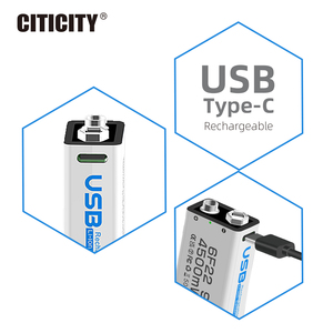 Batteries rechargeables CITICITY 9V 400mAh, pré-chargeées, longue durée de vie, plus de 1000 cycles de charge pour détecteurs de fumée - Product Image 1