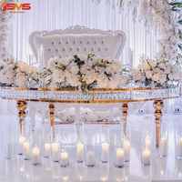 Table de banquet de luxe SMS en acier inoxydable doré, table à gâteau de mariage, table des mariés pour banquet