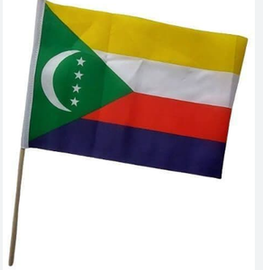 Banderas de mano de madera al por mayor de las Islas <span class=keywords><strong>Comoras</strong></span>, decoración de banderas de palo para eventos con impresión Digital - Product Image 1