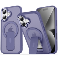 Étui de téléphone de luxe en acrylique et métal avec support pour iPhone 16/17/15 Pro Max - Coque de protection antichoc anti-traces de doigts épaisseur 1,5 mm