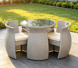 Conjunto de Muebles de Bistró de Ratán para Exteriores, Moderno y que Ahorra Espacio, con Asientos Acolchados y Estructura Metálica |   Sillas de Jardín de 2 Plazas - Product Image 6