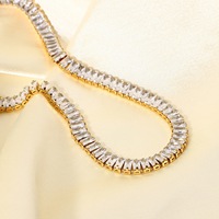 Collier ras du cou Gogem Haute Couture de haute qualité avec zircon complet, en acier inoxydable chirurgical, pour gala