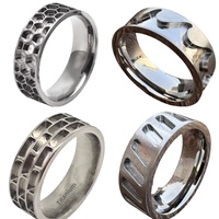 Bague en titane usinée CNC pour incrustation |   Base rainurée unisexe pour la création de bijoux avec incrustations d'opale, de turquoise et de pierres lumineuses