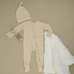 Combinaison pour nouveau-né en tissu naturel, vêtements pour bébé, uni, solide, à volants, manches longues, 100%, barboteuse en bambou, pyjama, barboteuse pour bébé