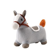 Cheval sauteur gonflable gris en peluche avec housse en polaire épaisse pour enfants et tout-petits de 4 à 6 ans – Jouet d'équilibre et de coordination – Cadeau