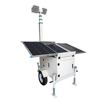 Lampadaire solaire sur remorque adapté aux chantiers de construction et aux lieux extérieurs, compatible avec la charge solaire