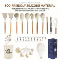 Ensemble d'ustensiles de cuisine en silicone avec logo personnalisé, sans BPA, 33 pièces, spatules de cuisine en silicone antiadhésives avec support