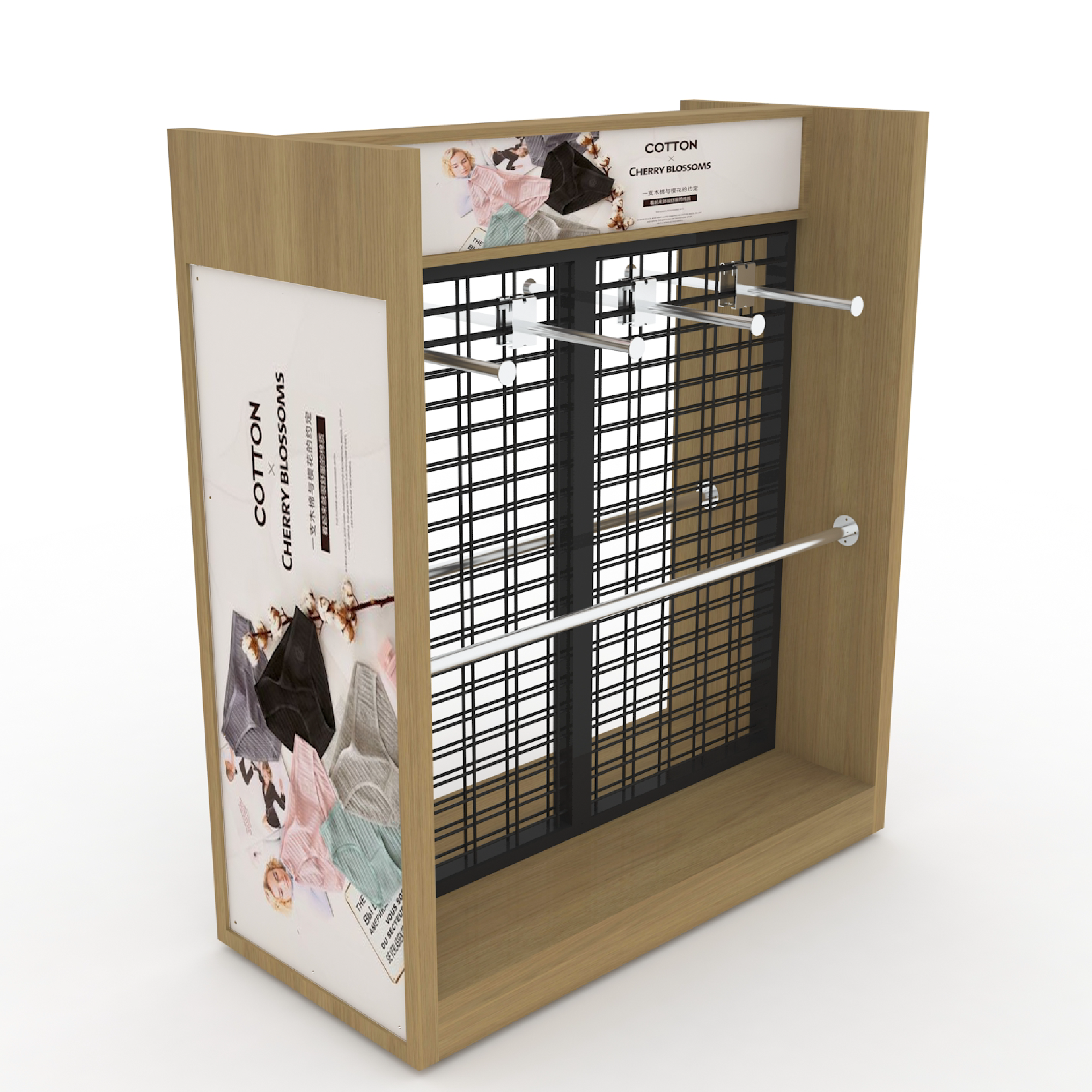 Modern Solid Wood and Metal Mixed Materials Display Rack for Displaying Underwear and Clothing on Supermarket Shelves — view 6