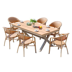 Ensemble de jardin d'extérieur 6 places, structure en aluminium, design moderne, résistant aux intempéries, mobilier de patio - Product Image 1