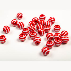 Perles en bois à rayures rondes en bois colorées naturelles de 16MM pour la fabrication de bijoux - Product Image 3