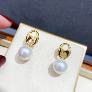 Base para Pendientes de Plata S925 con Perlas, Estilo DIY 2022, para Perlas Redondas de 9-12 mm, Edición Ligera, Modernos - Product Image 4