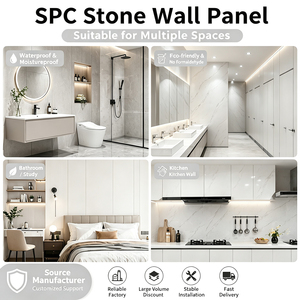 Panneaux muraux <span class=keywords><strong>de</strong></span> luxe en SPC grand format, effet marbre UV, étanches et ignifuges, brillants, pour hôpitaux, maisons et villas, idéaux pour les murs <span class=keywords><strong>de</strong></span> fond TV - Product Image 4