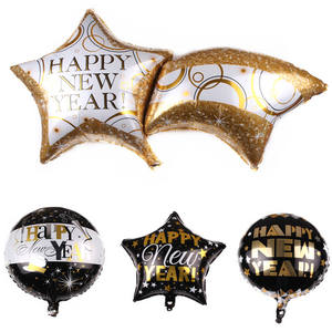 Ballon de décoration de fête du nouvel an de <span class=keywords><strong>18</strong></span> <span class=keywords><strong>pouces</strong></span> ballon happynewyear rond étoile à cinq branches météore ballon en feuille d'aluminium - Product Image 2