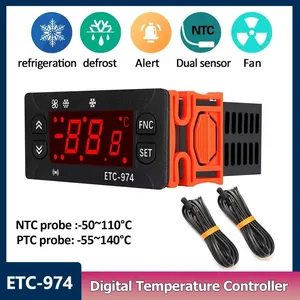 Contrôleur de température numérique LCD industriel ETC-974, double capteur NTC, thermostat de réfrigérateur, régulateur de dégivrage - Product Image 2