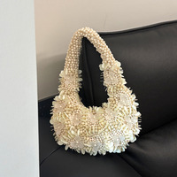 Sacs de soirée beige tissés à la main avec perles pour mariée, sacs à main pour robe de mariée, sacs à main pour femmes