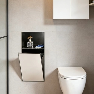 Niche <span class=keywords><strong>WC</strong></span> encastrée invisible de luxe moderne en acier inoxydable avec incrustation de carreaux, pour boîte à mouchoirs et <span class=keywords><strong>poubelle</strong></span> - Product Image 5