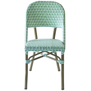 Moderno giardino esterno francese vimini alluminio bar sala da pranzo mobili verde chiaro bar Rattan sedia da bistrot - Product Image 2