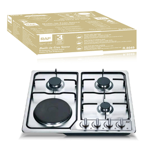 Estufa de <span class=keywords><strong>Gas</strong></span> RAF de 1500W con Placa de Cocción Integrada de Acero Inoxidable, 3 Quemadores de <span class=keywords><strong>Gas</strong></span> y Placa Eléctrica para Cocinar en Casa - Product Image 5