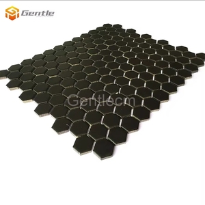 <span class=keywords><strong>Carrelage</strong></span> mural en céramique <span class=keywords><strong>noir</strong></span>, en forme hexagonale, surface mate, mosaïque pour la salle de bain, décoration d'hôtel, 6mm - Product Image 4