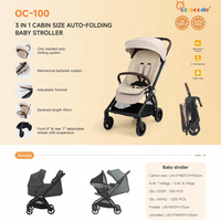 Poussette bébé pliable rapide 3 en 1, taille cabine, facile à transporter, landau léger, compact, portable, poussette bébé