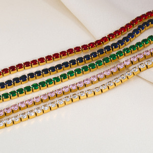 2025 New Dream Chic Pulsera de tenis de acero inoxidable Chapado en oro Zircon multicolor Eleva tu estilo callejero - Product Image 3