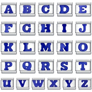 Abalorio de Acero Inoxidable con Letra A Azul para Hacer Pulseras DIY, Forma Rectangular, Accesorios de Joyería - Product Image 5