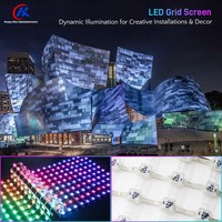 Vente directe d'usine, écran de grille LED programmable DMX512 SPI, pliable, IP67, façade de bâtiment, écran de grille flexible P50