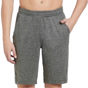 Pantalones Cortos Bermuda de Algodón Gris para Hombre, Cintura Media, Cordón Elástico, Pantalones Cortos Deportivos Casuales con Bolsillos, Tejido de Punto Transpirable - Product Image 1