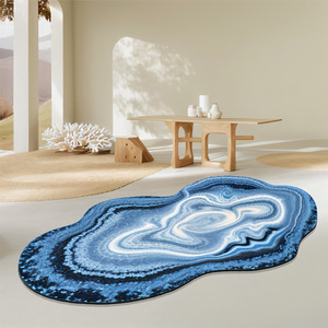 Alfombra con forma de onda, rectangular, con rayas abstractas, de fibra de poliéster, antideslizante, estilo nórdico, para sala de estar, dormitorio, decoración del hogar - Product Image 3