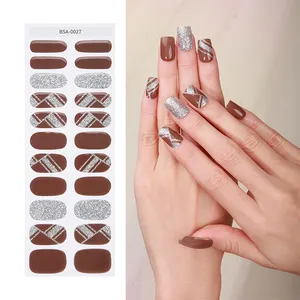 Nail Supplier New Designs Long Lasting Semi Cured Gel Nail Sticker Wraps