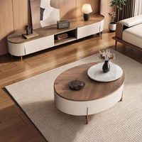 Meuble TV moderne durable en gros, ensemble de table basse, console multimédia en bois de noyer de luxe