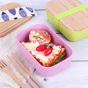 Boîte à déjeuner écologique avec couvercle en <span class=keywords><strong>bambou</strong></span> pour enfants, Bento en Fiber <span class=keywords><strong>de</strong></span> <span class=keywords><strong>bambou</strong></span>, paille <span class=keywords><strong>de</strong></span> blé, vente en gros, 900 ml - Product Image 2